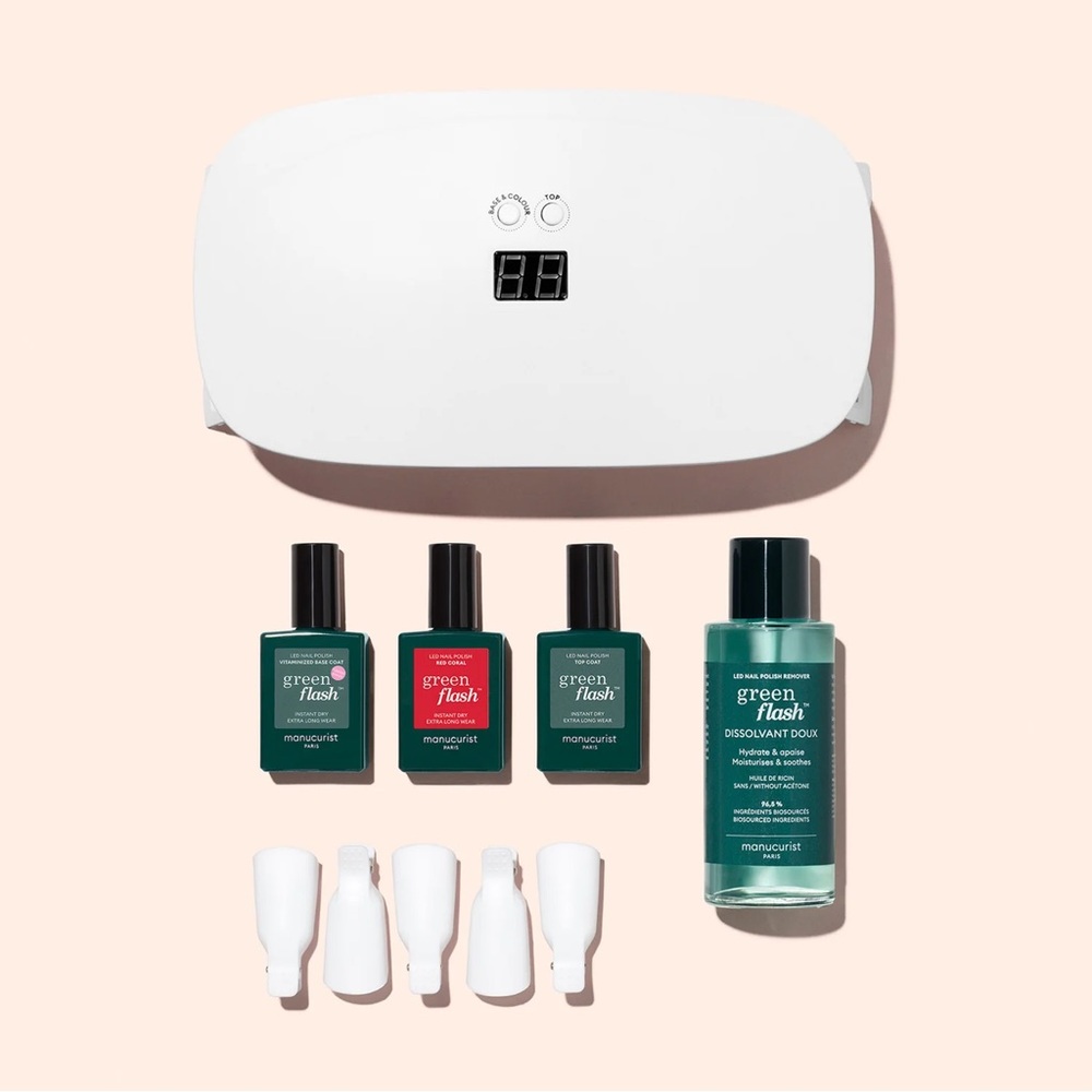 LIKE NEW Manucurist Green Flash LED Gel Polish Starter Kit + Extras